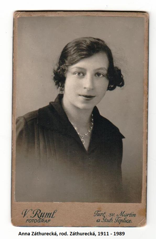 Anna Záthurecká, rod. Záthurecká (nar. 1911, zomr. 1989)